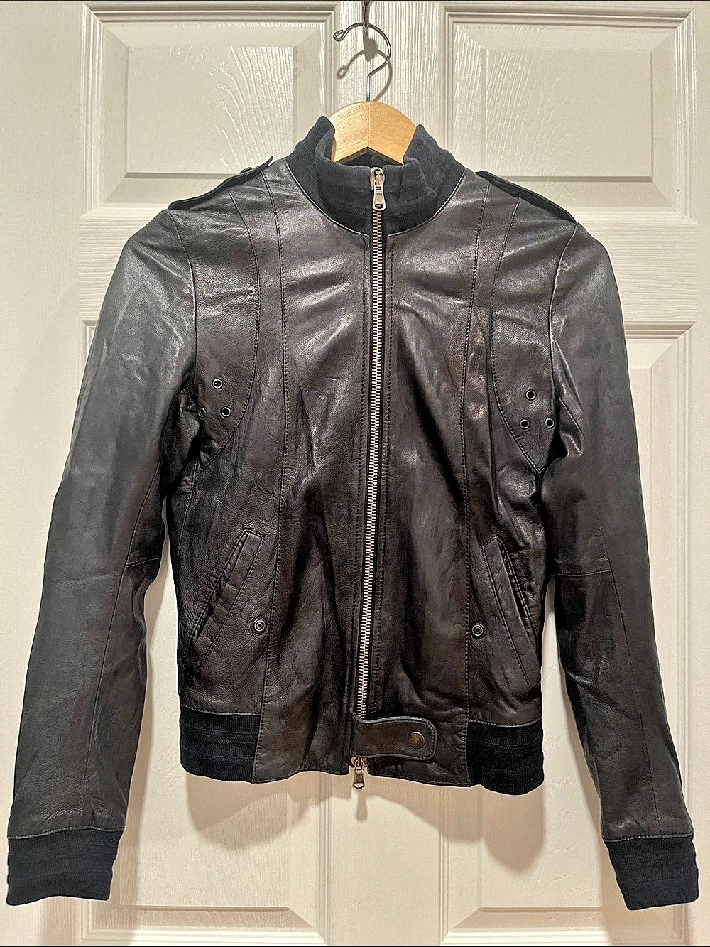 S.W.O.R.D. 6.6.44 Leather Moto Jacket in Black Size Medium